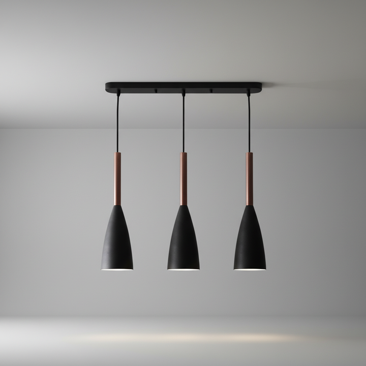 Nordic triple pendant lamp, ideal for modern kitchen or dining spaces.