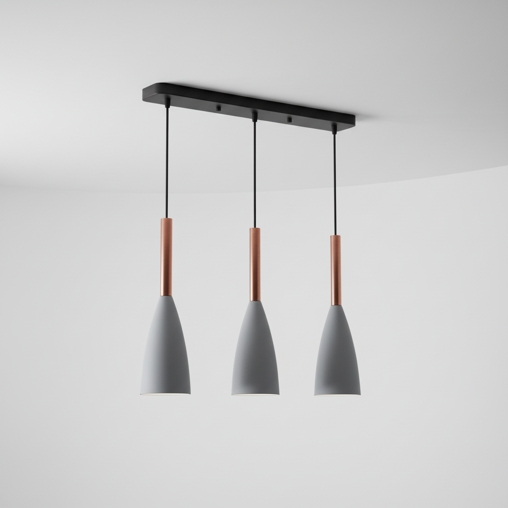 ScandiBeam elegant triple pendant light, enhancing home decor.