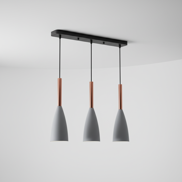 ScandiBeam elegant triple pendant light, enhancing home decor.