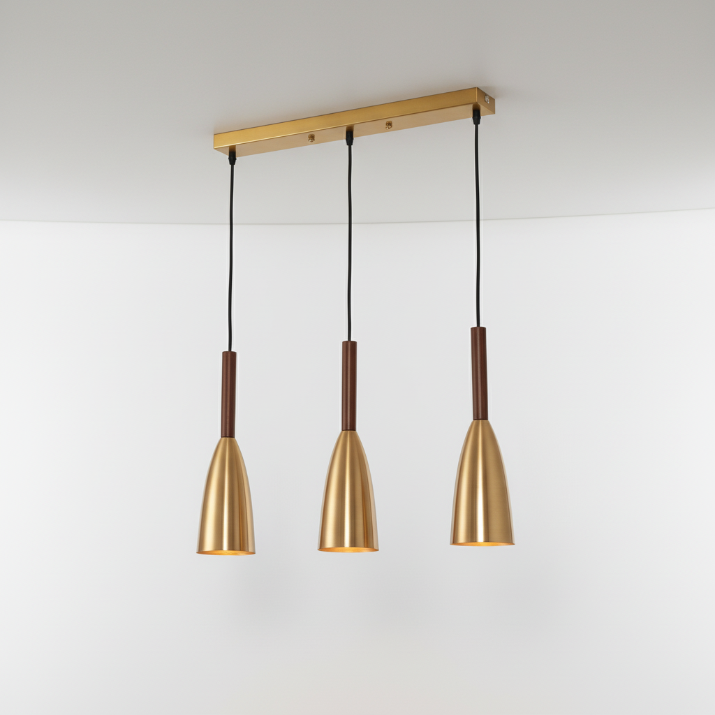 Elegant triple pendant light, ScandiBeam, a modern Scandinavian home piece.