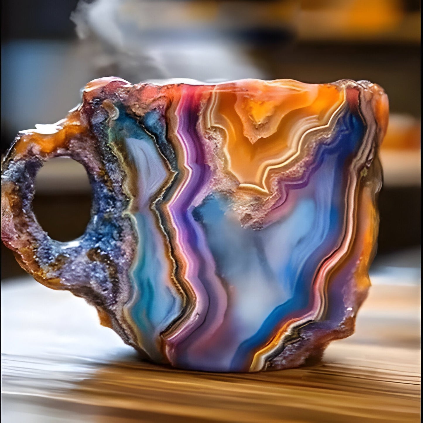 Stylish kitchenware: a crystal-look coffee mug, a durable and elegant resin tea cup, perfect for display.