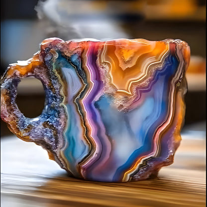 Stylish kitchenware: a crystal-look coffee mug, a durable and elegant resin tea cup, perfect for display.