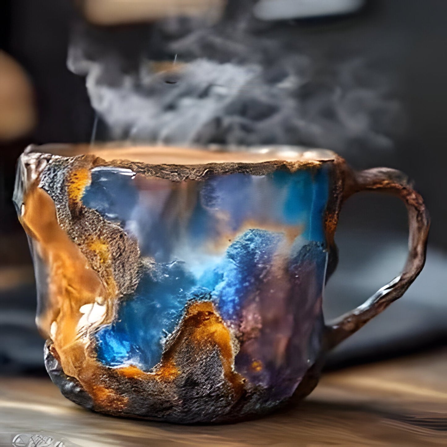 Unisex elegant coffee mug, crafted with a unique crystal-look resin, ideal for both coffee and tea.