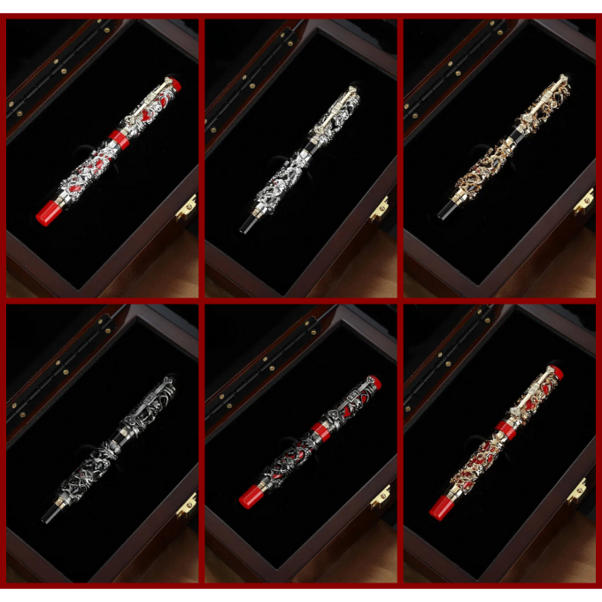 Elegant dragon fountain pen for luxury writing, a sophisticated collectible and executive office accessory.