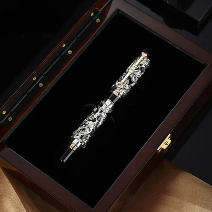 Unisex elegant fountain pen with a unique dragon motif, an exquisite executive gift.