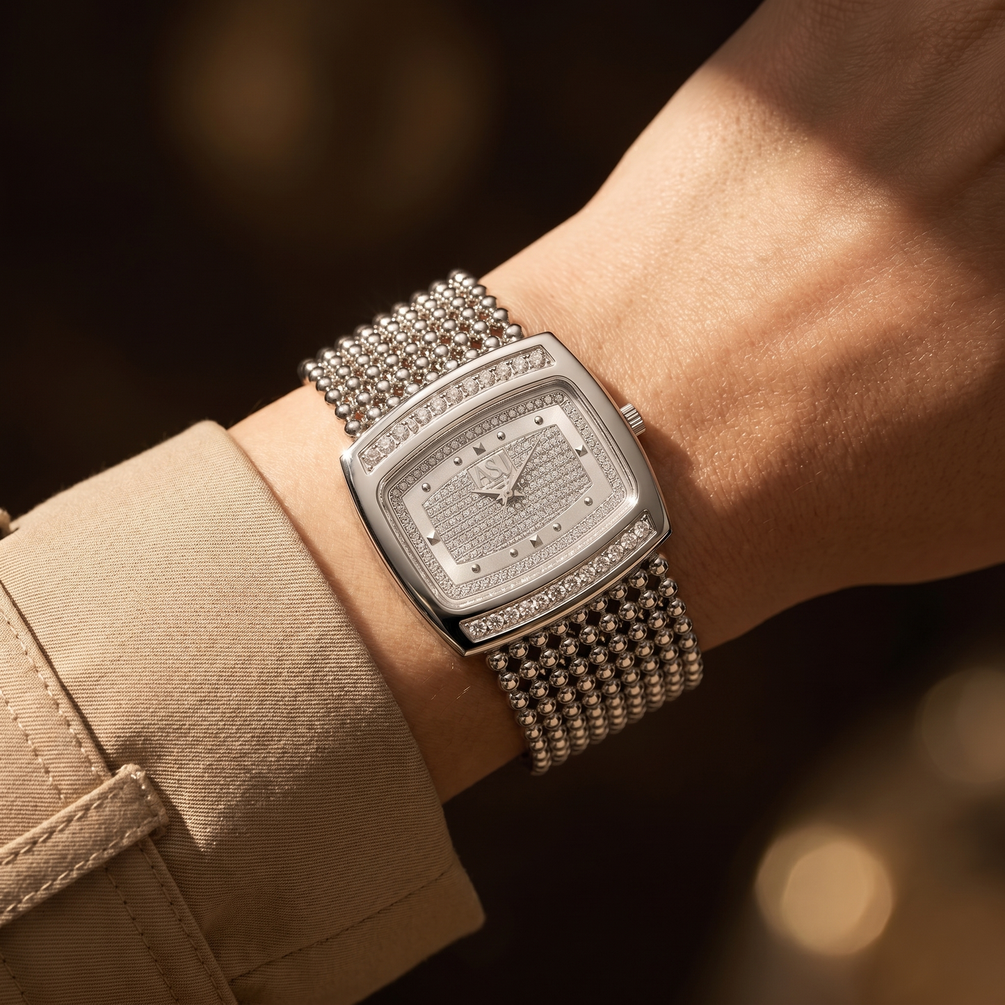 Gold-tone stainless steel unisex dress watch, a sophisticated and versatile accessory for any occasion.