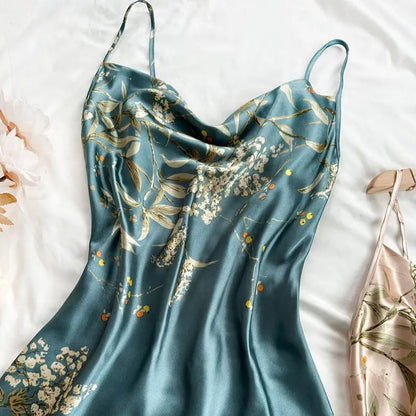 Women's elegant Velina floral nightgown, perfect for comfortable lounge wear with a beautiful botanical print design.