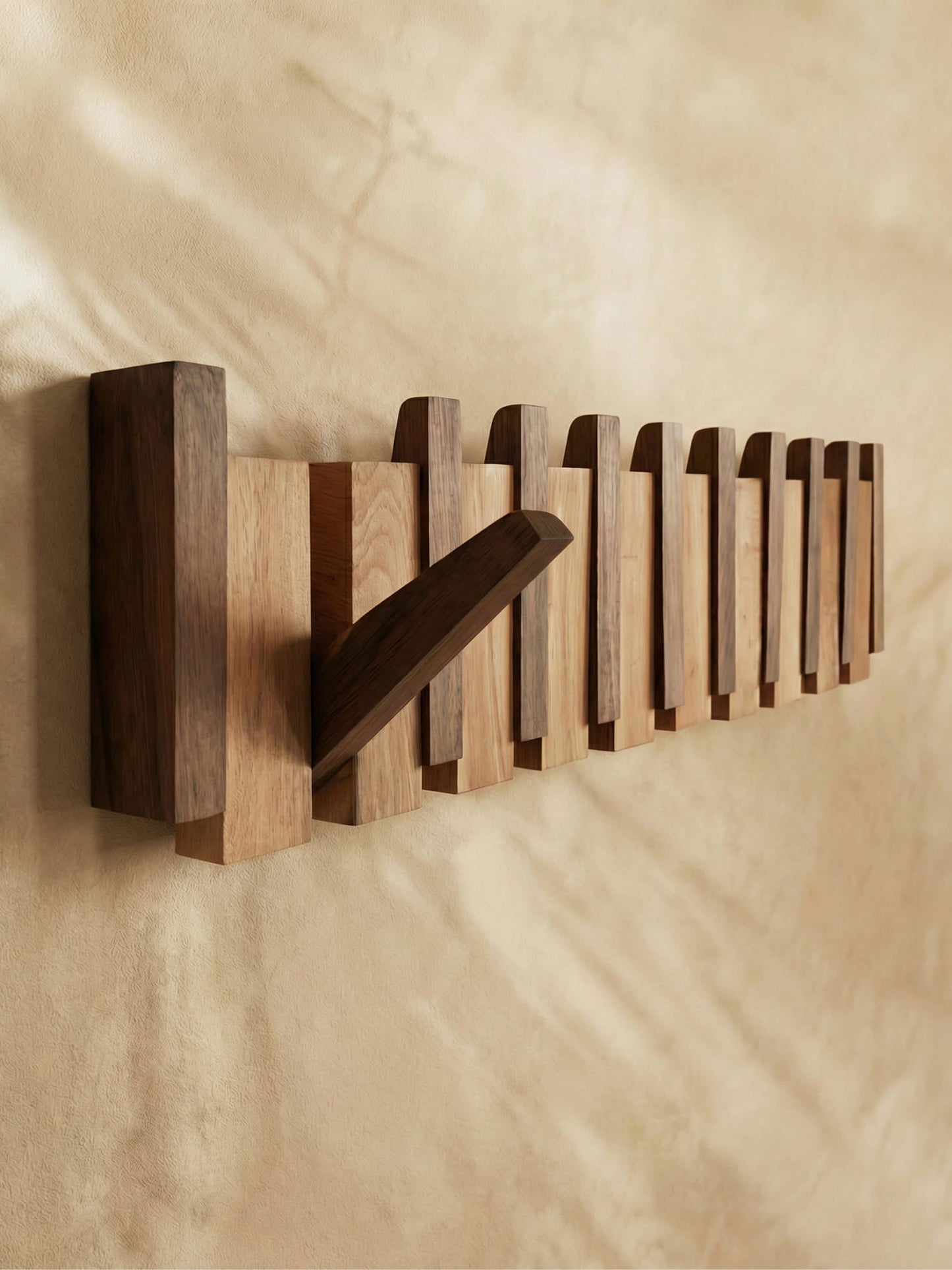 Elegant wall-mounted piano coat rack for home organization & stylish entryway decor.