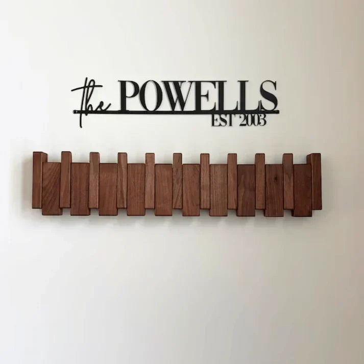 Functional art: Sleek wooden piano wall rack. Elegant decor & organization for modern living spaces.