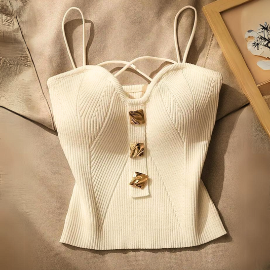 Elegant white women's sculpted corset top with adjustable straps, a luxurious fashion statement.