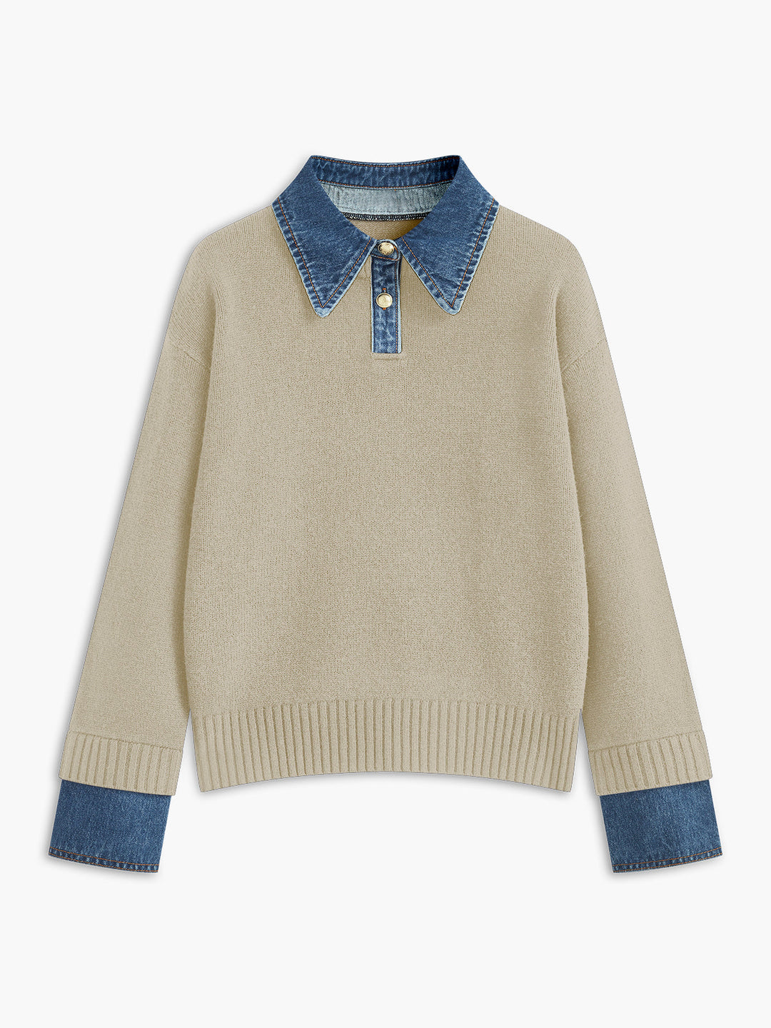 Elegant women's lapel knit sweater, 2-in-1 style perfect for work, casual outings, and fall fashion.