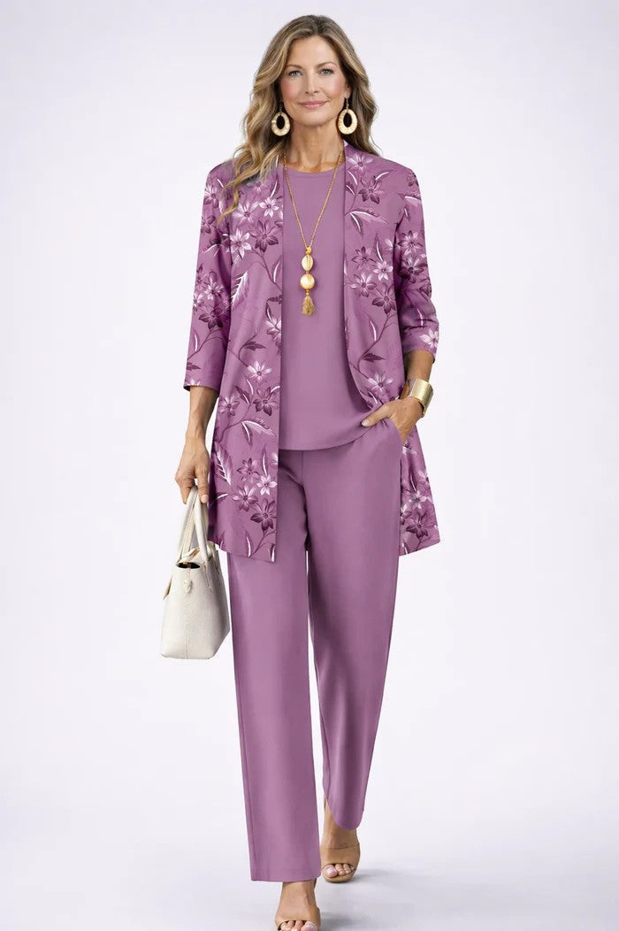 Comfortable women's top from a versatile 3-piece matching set. Great for layering or solo wear.
