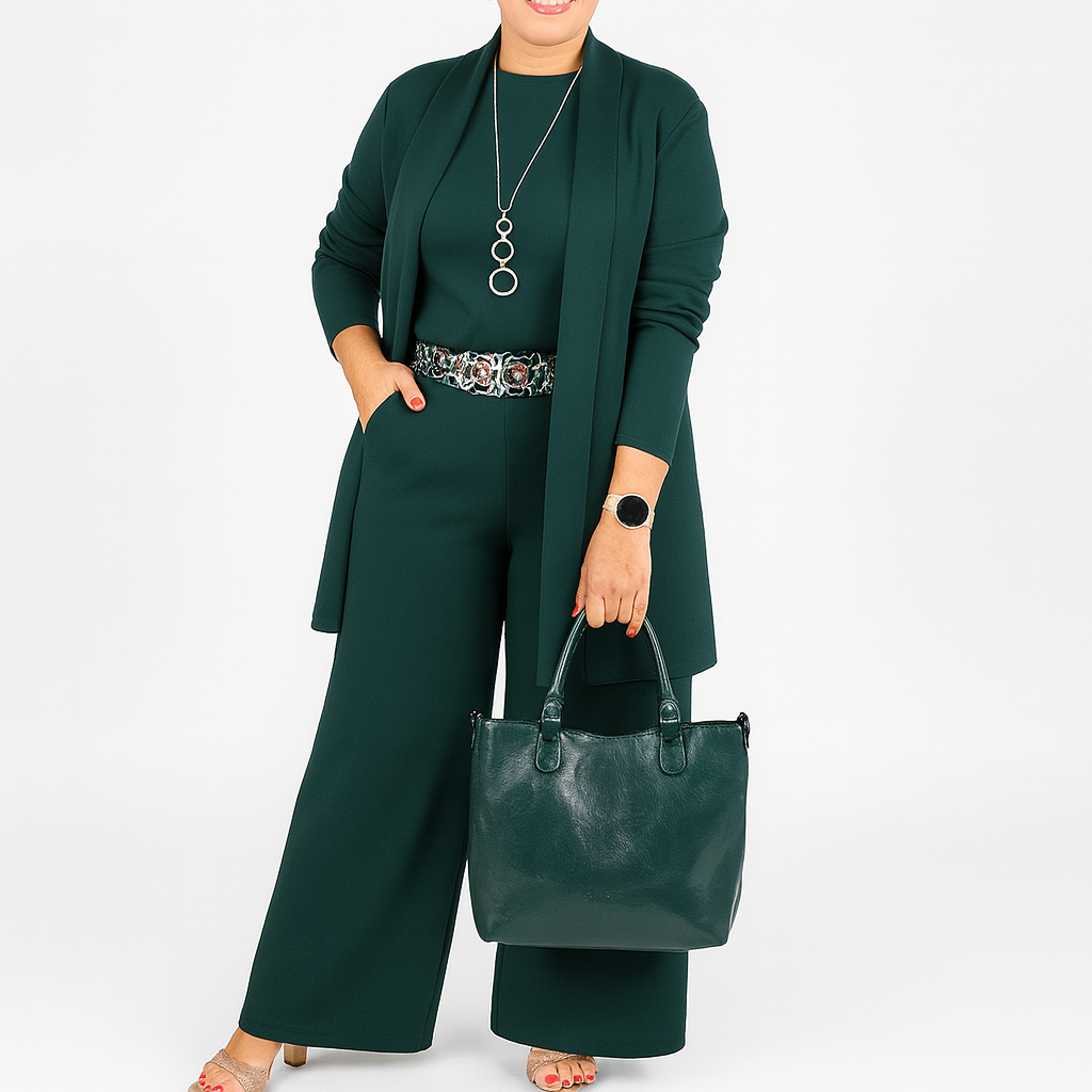 Women's flattering 3-piece stretch set, providing effortless style & comfort for any occasion.