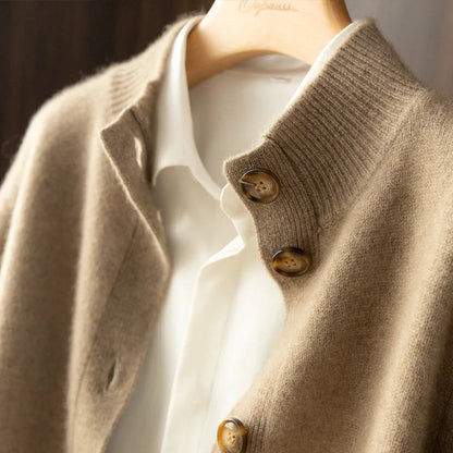 Stylish Arlina women's draped cardigan. Open front, long sleeve, chic fall/spring fashion, effortless luxury top.