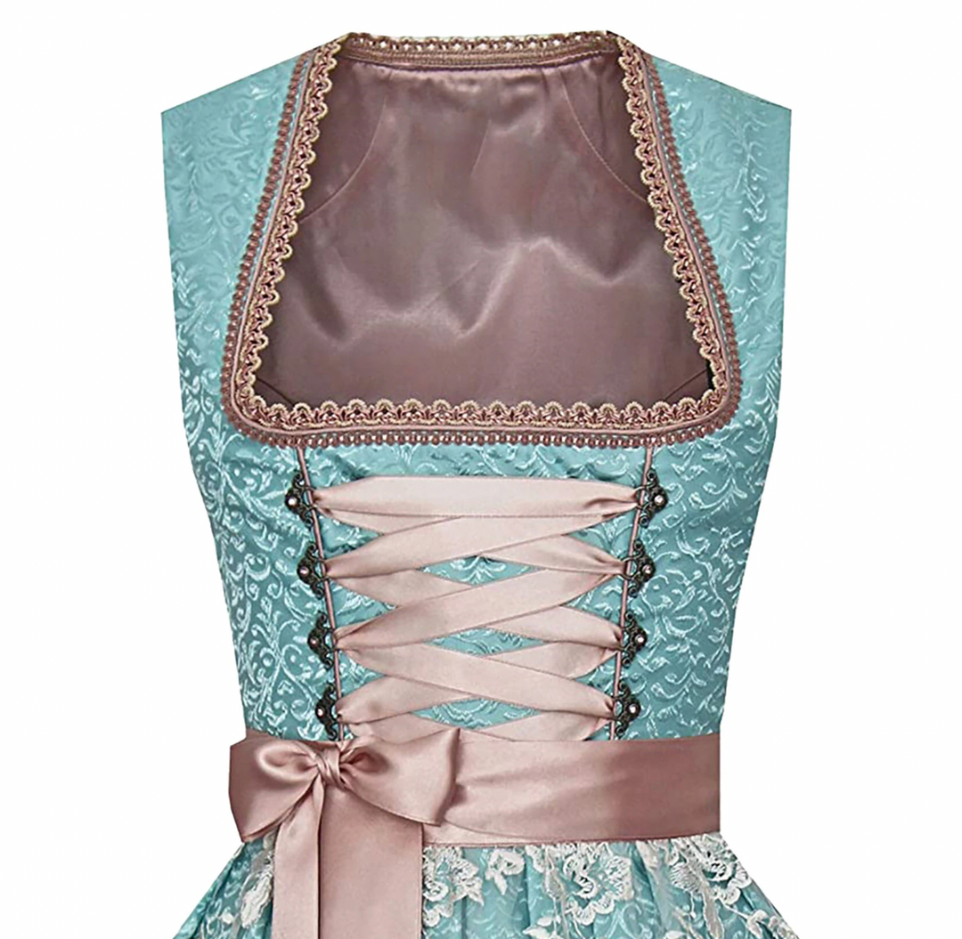 Elegant women's Bavarian Dirndl dress, perfect for Oktoberfest. Traditional midi festive wear with unique style.