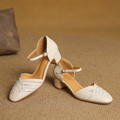 Stylish silver block heels for women with adjustable ankle strap, ideal for dressy occasions.