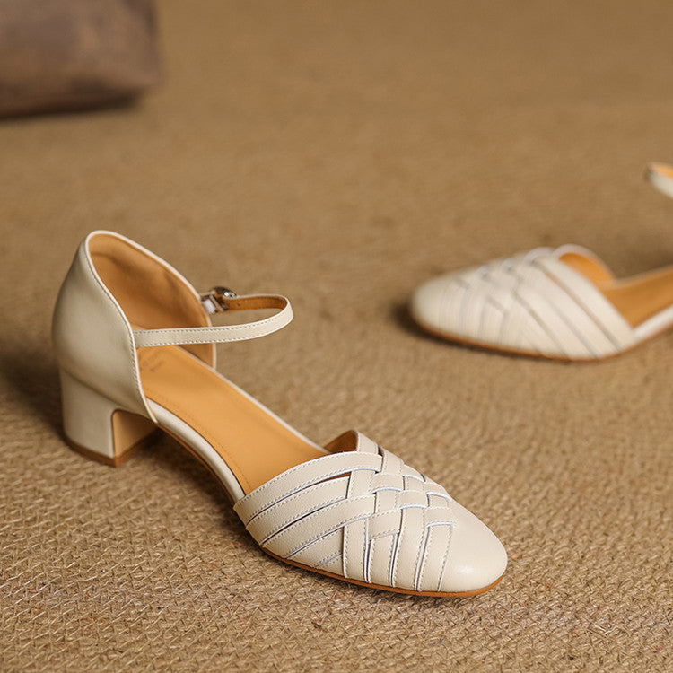 Women's elegant block heels with a sturdy block heel and supportive adjustable ankle strap.
