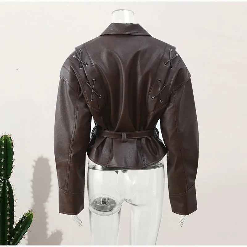 Women's stylish belted jacket, a timeless piece of outerwear. Elegant and chic for fall & spring fashion.