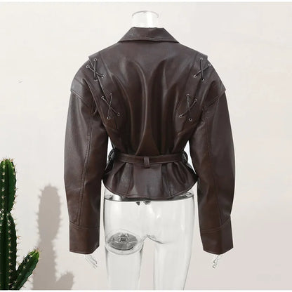 Women's stylish belted jacket, a timeless piece of outerwear. Elegant and chic for fall & spring fashion.