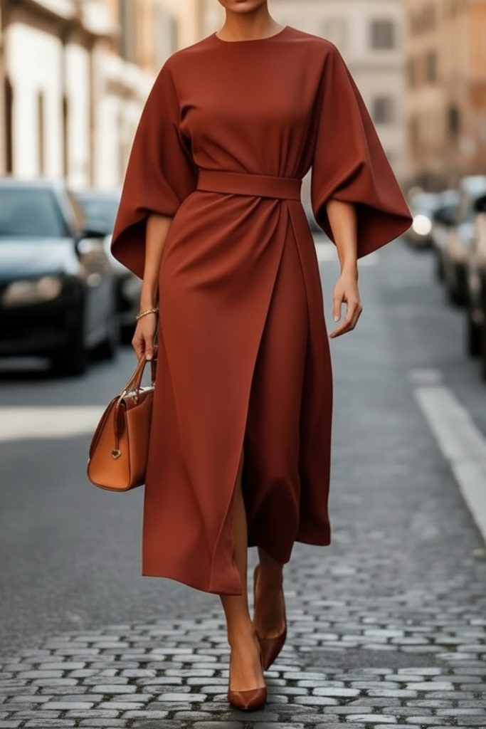 Elegant women's black cocktail dress, perfect for evening parties & special occasions. Sophisticated midi style.