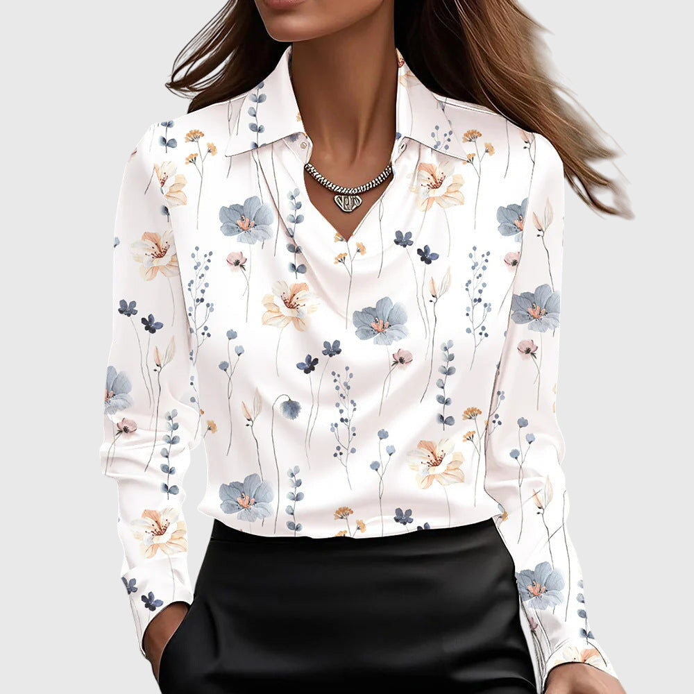 Chic women's gold pleated top. Elegant blouse with a flowing fit, great for versatile fashion.