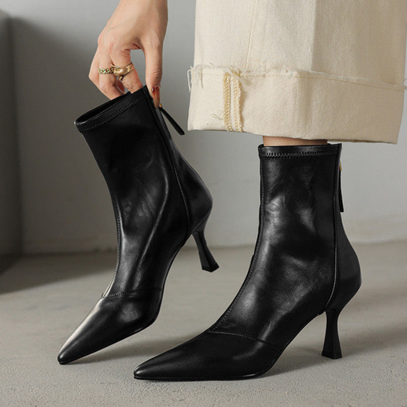 Versatile pointed-toe heeled boots for women, elegant and chic, ideal for enhancing any outfit.