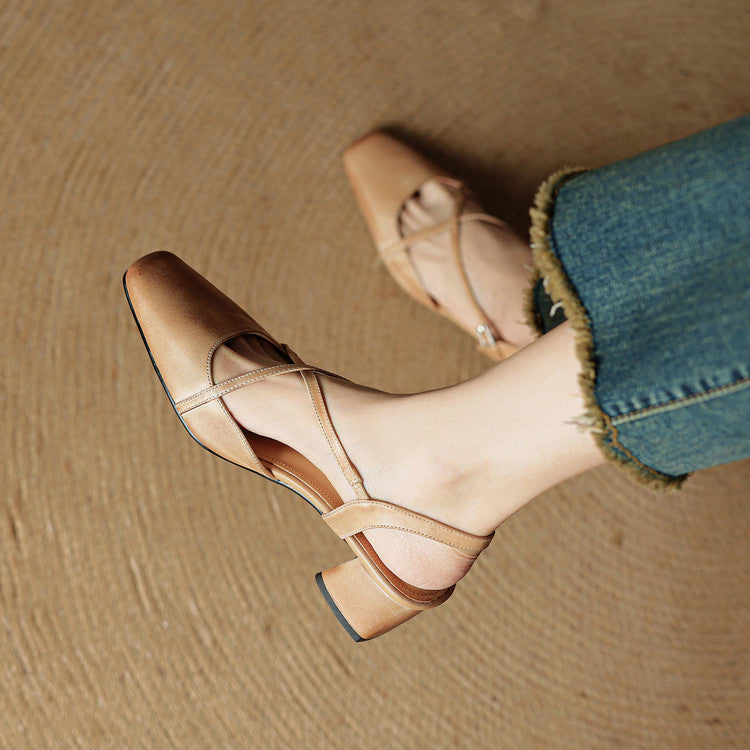 Women's block heels with a functional adjustable strap for a personalized, secure, and comfortable fit.