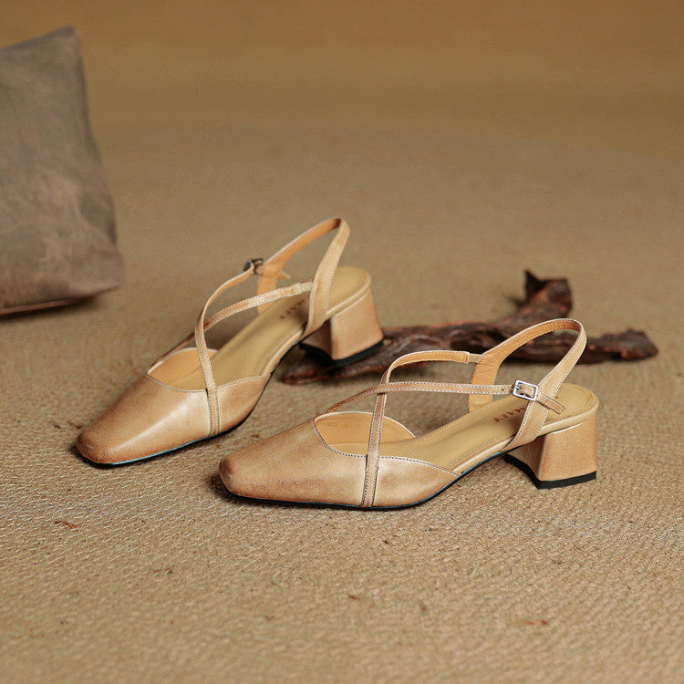 Elegant women's block heels, ideal formal shoes with an adjustable strap for weddings or events.