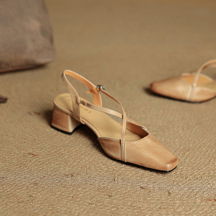 Comfortable & stylish women's block heels with closed toe and adjustable strap for elegant occasions.