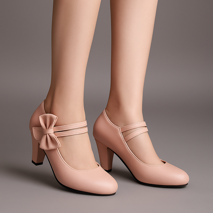 Elegant women's bow block heels. Perfect for parties, dress events & stylish everyday wear.