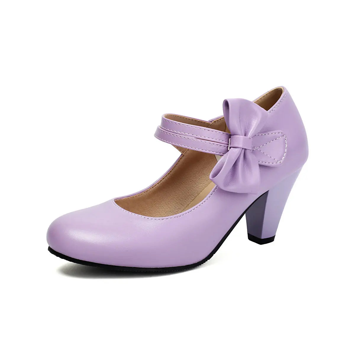 Secure and comfortable women's block heels with an elegant bow accent, perfect for all-day wear.