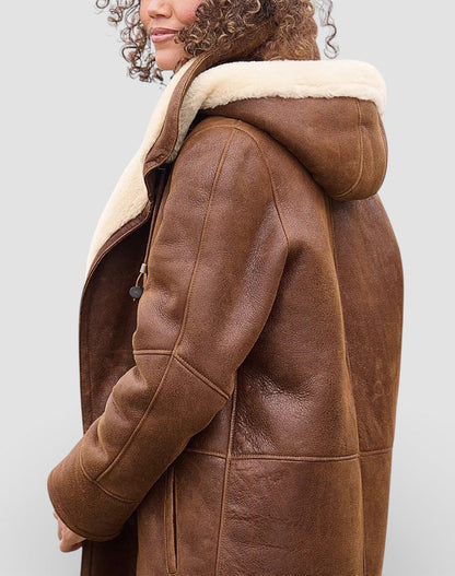 Stylish women's timeless brown winter coat, perfect for elegant fall & winter fashion. Warm & versatile outerwear.