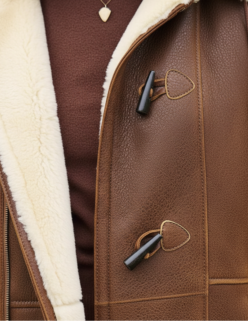 Warm women's brown winter coat with classic design, offering elegant style & comfort for cold weather. Timeless jacket.