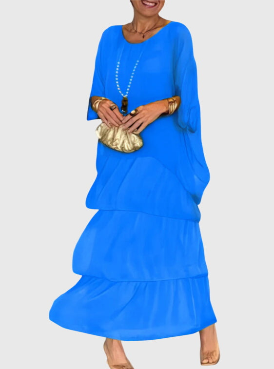 Versatile women's formal maxi dress with a relaxed button-up fit for any event.