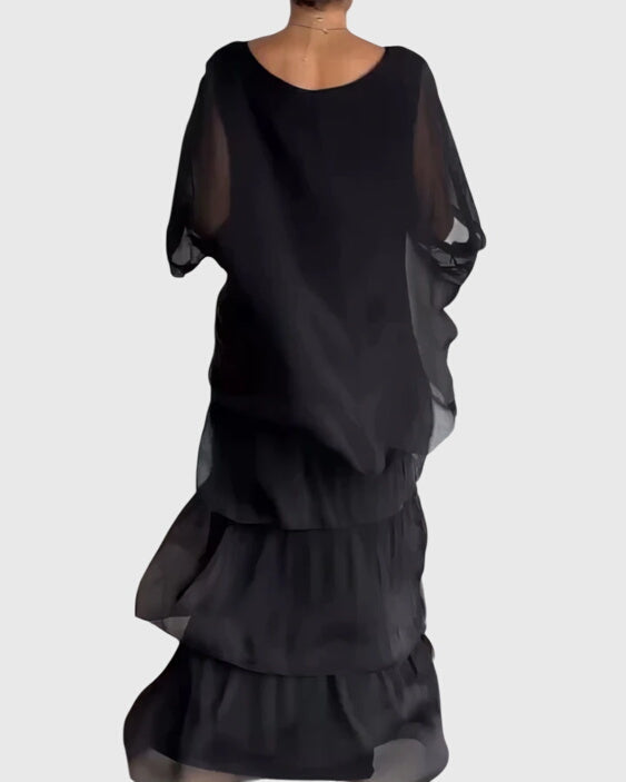 Formal long maxi dress for women, elegant design with a stylish button-up front.