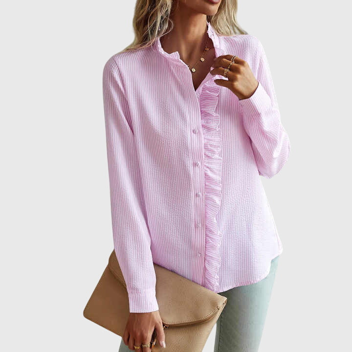 Women's chic long-sleeve blouse, an elegant & versatile top for any occasion, combining comfort & style.