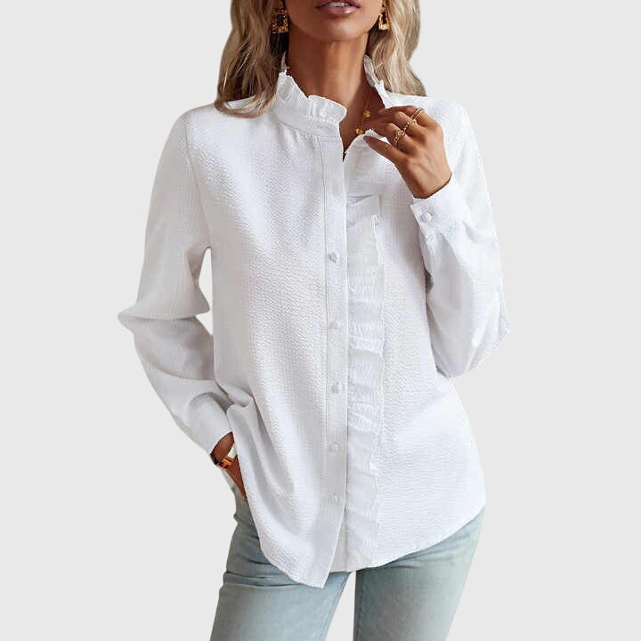 Casual women's versatile blouse, comfortable long-sleeve top, ideal for everyday chic and spring fashion.