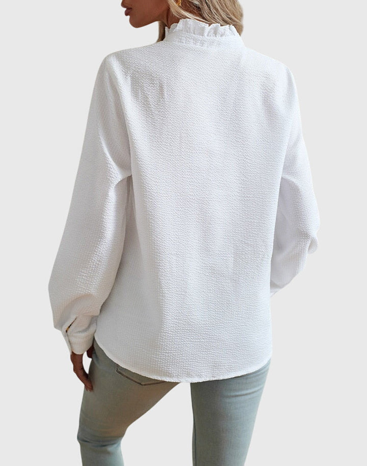 Modern chic women's fashion blouse, versatile elegant top, designed for sophisticated ladies' style.