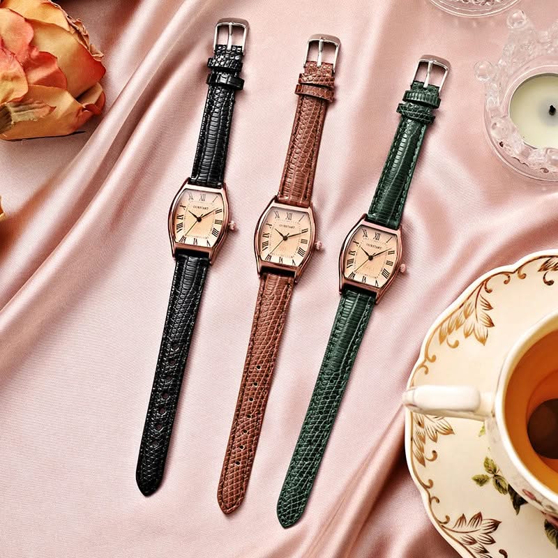 Sophisticated black women's wristwatch, classic with Roman numerals. An elegant & adjustable accessory.