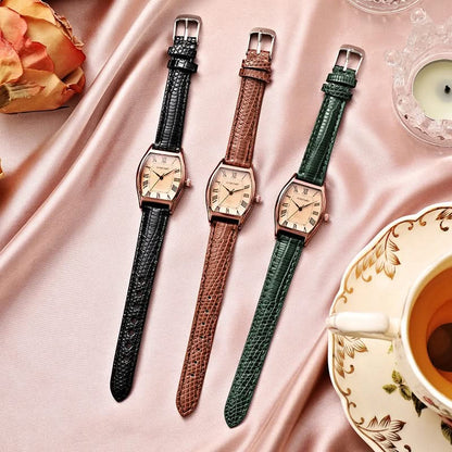Sophisticated black women's wristwatch, classic with Roman numerals. An elegant & adjustable accessory.
