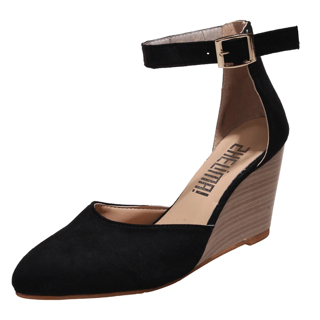 Versatile women's closed-toe wedge heels. Elegant design, comfortable ankle strap for all-day wear.