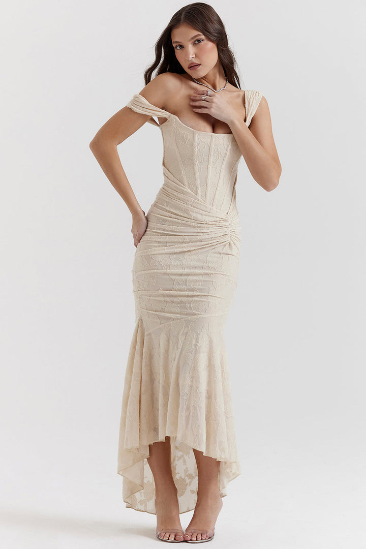 Women's party dress: elegant corset bodycon silhouette, high-low hem, perfect for formal events.