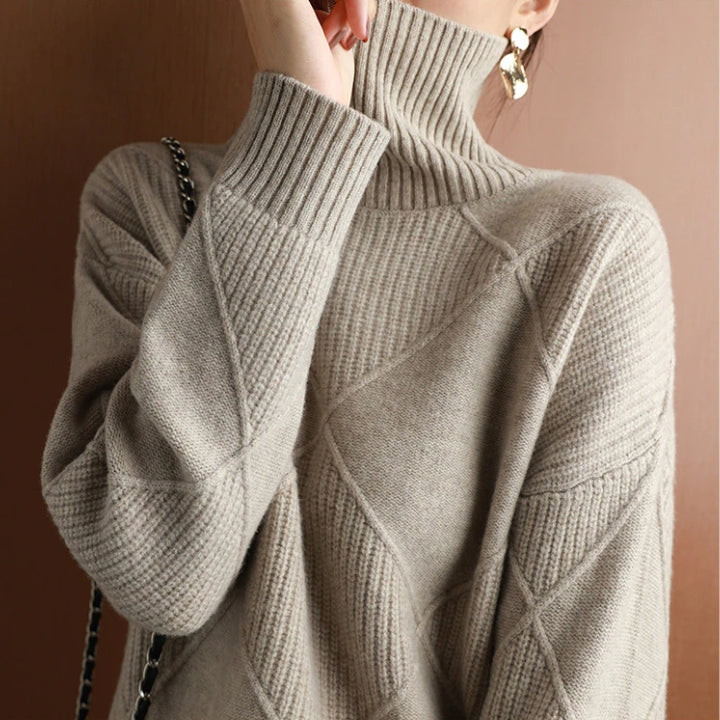 Warm & comfortable women's turtleneck sweater, a cozy pullover for stylish fall & winter fashion. Elegant everyday.