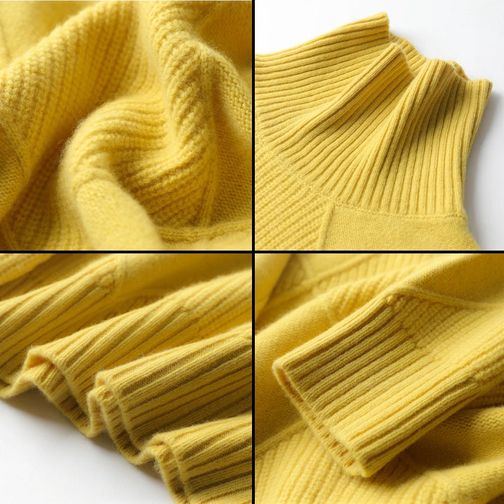 Soft women's cozy turtleneck sweater, offering warmth & comfort for fall and winter fashion. Everyday elegant style.