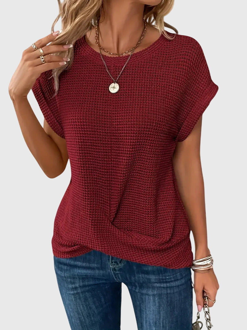 Versatile women's long sleeve crew neck blouse. An elegant and comfortable top for any occasion or style.