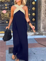 Navy Blue Apricot Shoulder