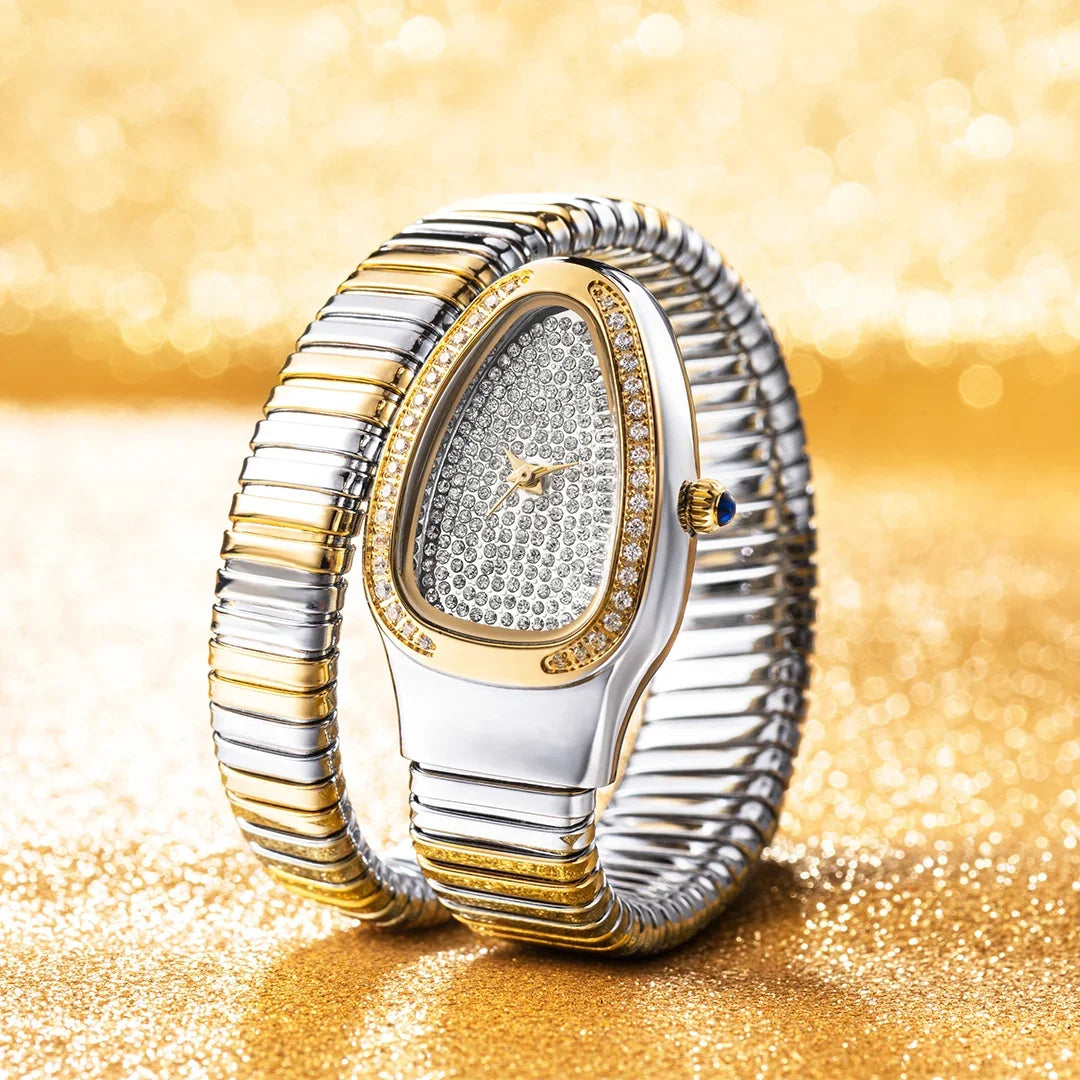 Elegant women's crystal-encrusted stainless steel watch, a luxurious timepiece for special occasions.