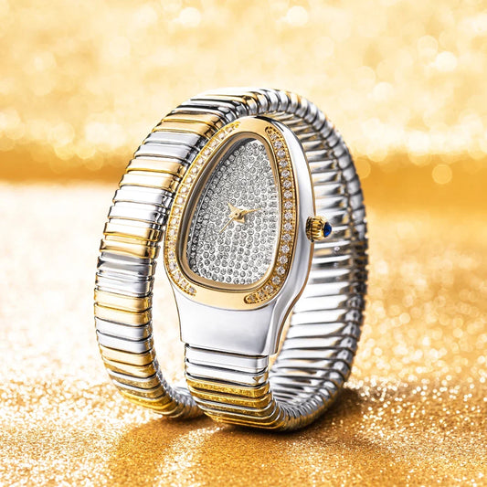 Elegant women's crystal-encrusted stainless steel watch, a luxurious timepiece for special occasions.