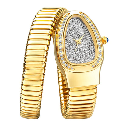 Luxury women's dress watch, crystal-encrusted stainless steel timepiece with an elegant bracelet.