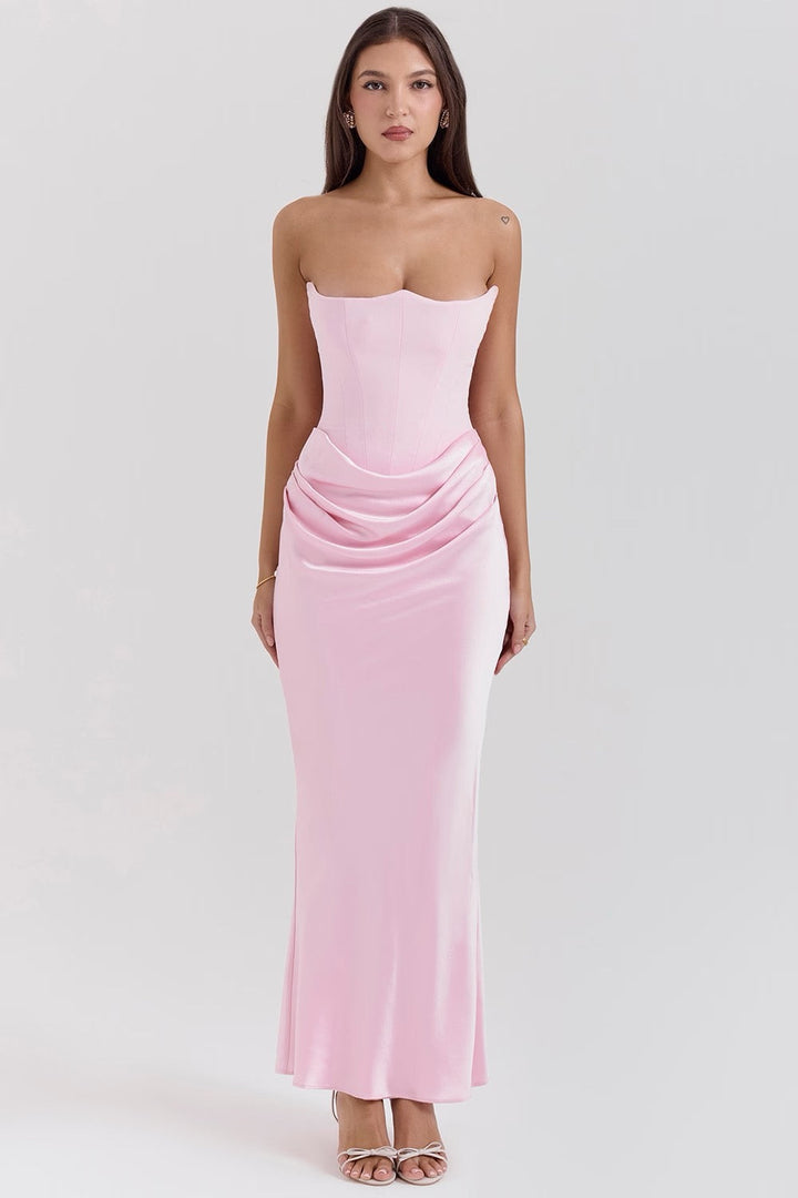 Chic strapless column dress, perfect evening gown for special events.